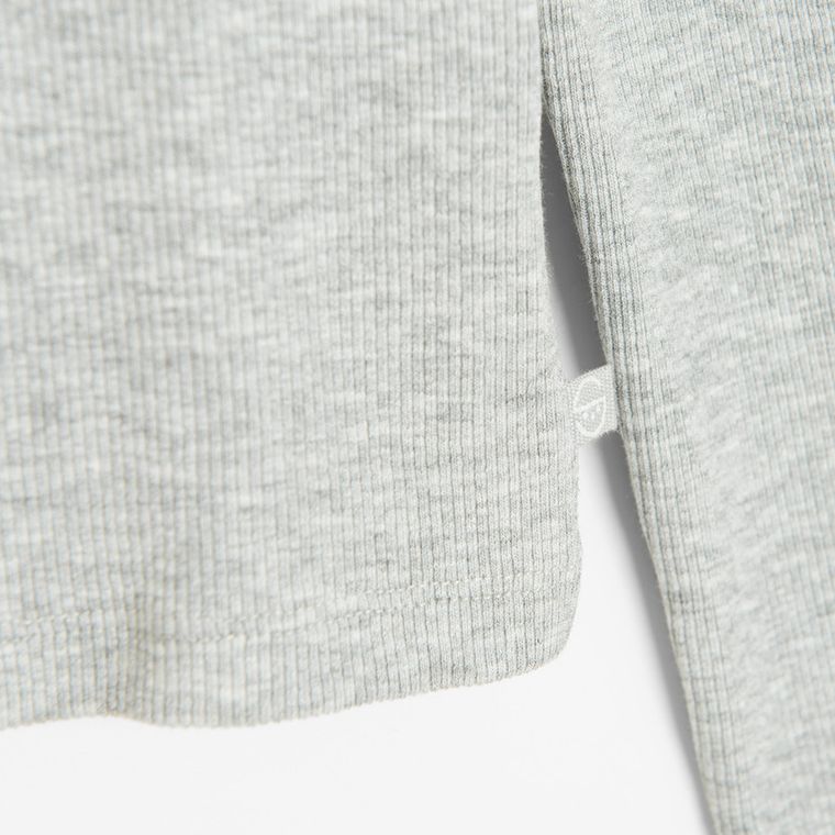 Cool Club, Bluzka dziewczęca z długim rękawem, crop top, prążkowana, szara melanż