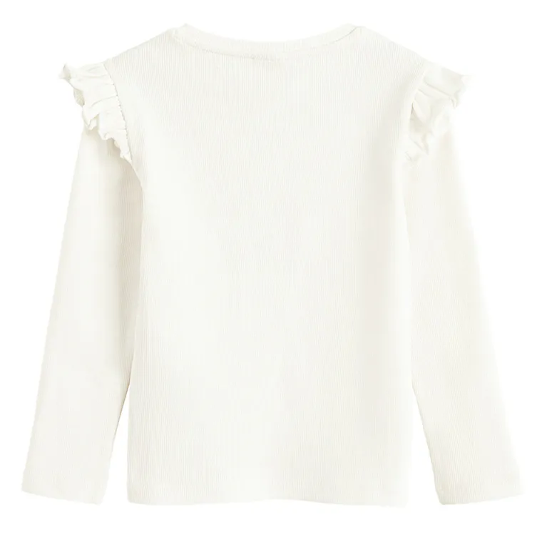 Cool Club, Bluzka dziewczęca z długim rękawem, prążkowana, biała