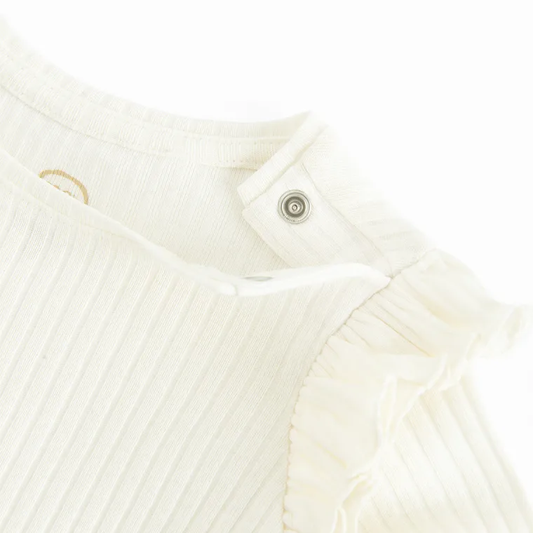 Cool Club, Bluzka dziewczęca z długim rękawem, prążkowana, biała
