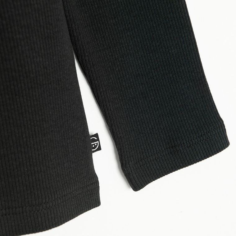 Cool Club, Bluzka dziewczęca z długim rękawem, prążkowana, czarna