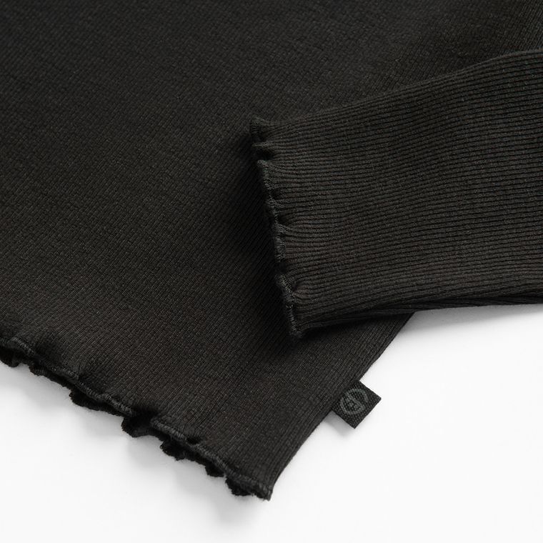 Cool Club, Bluzka dziewczęca z długim rękawem, prążkowana, czarna