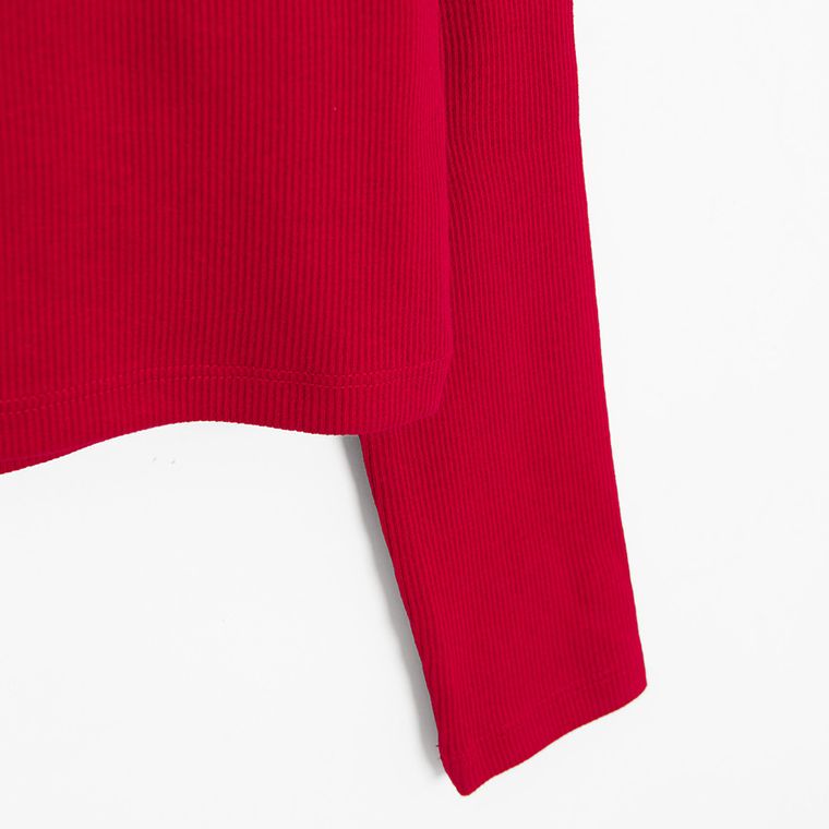 Cool Club, Bluzka dziewczęca z długim rękawem, prążkowana, czerwona