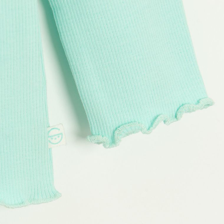 Cool Club, Bluzka dziewczęca z długim rękawem, prążkowana, miętowa