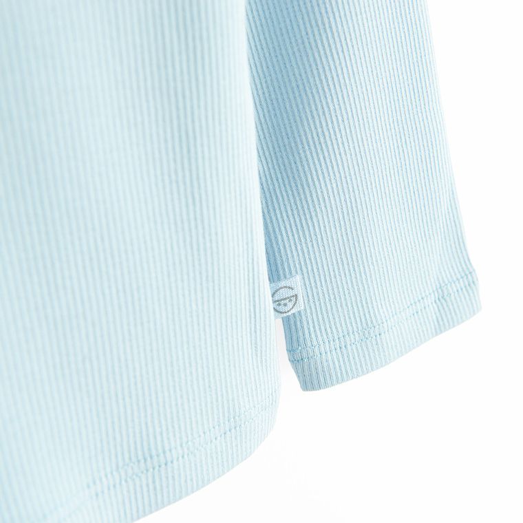 Cool Club, Bluzka dziewczęca z długim rękawem, prążkowana, niebieska