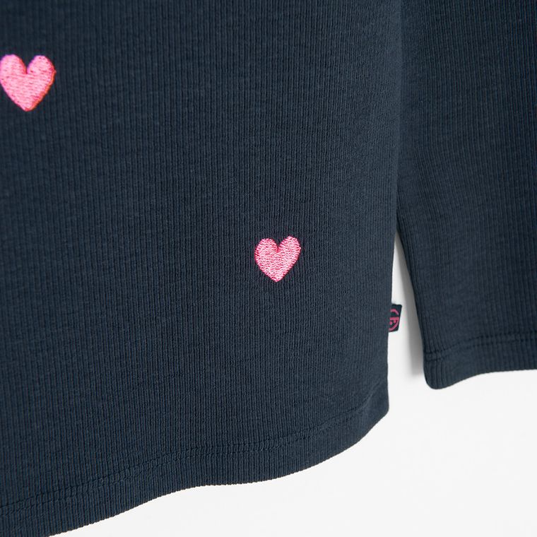 Cool Club, Bluzka dziewczęca z długim rękawem, prążkowana, niebieska