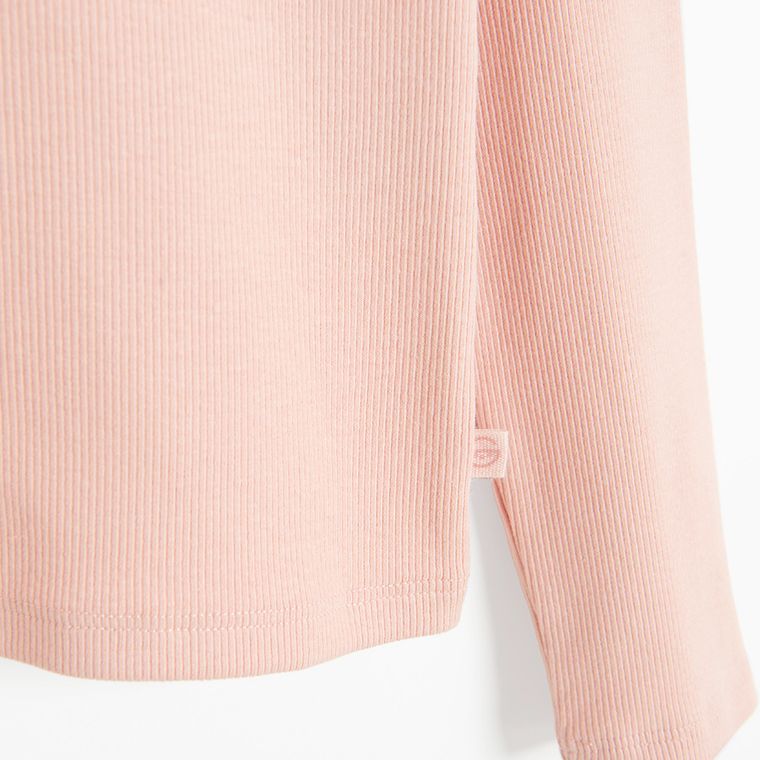 Cool Club, Bluzka dziewczęca z długim rękawem, prążkowana, różowa