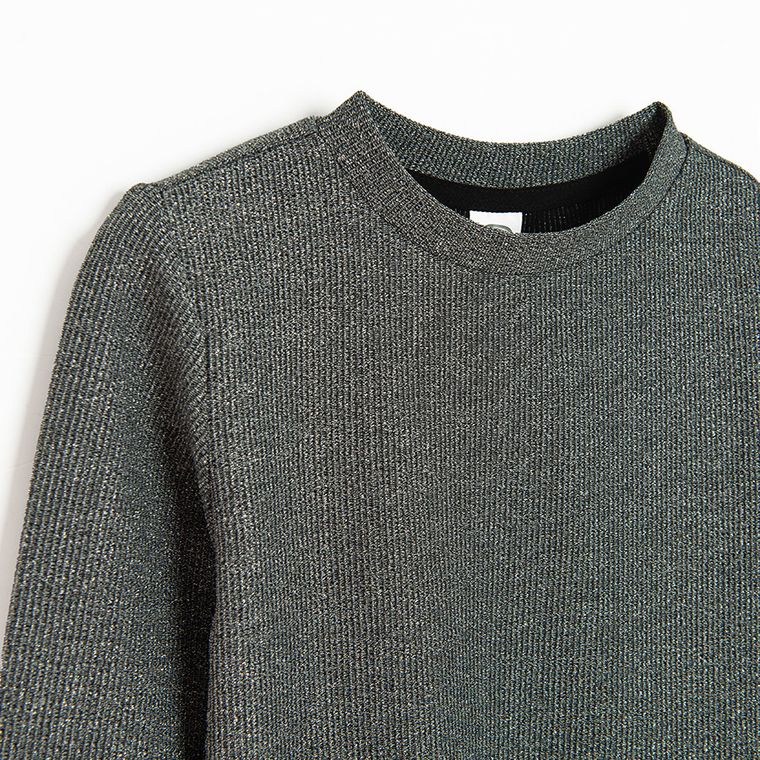 Cool Club, Bluzka dziewczęca z długim rękawem, prążkowana, srebrna