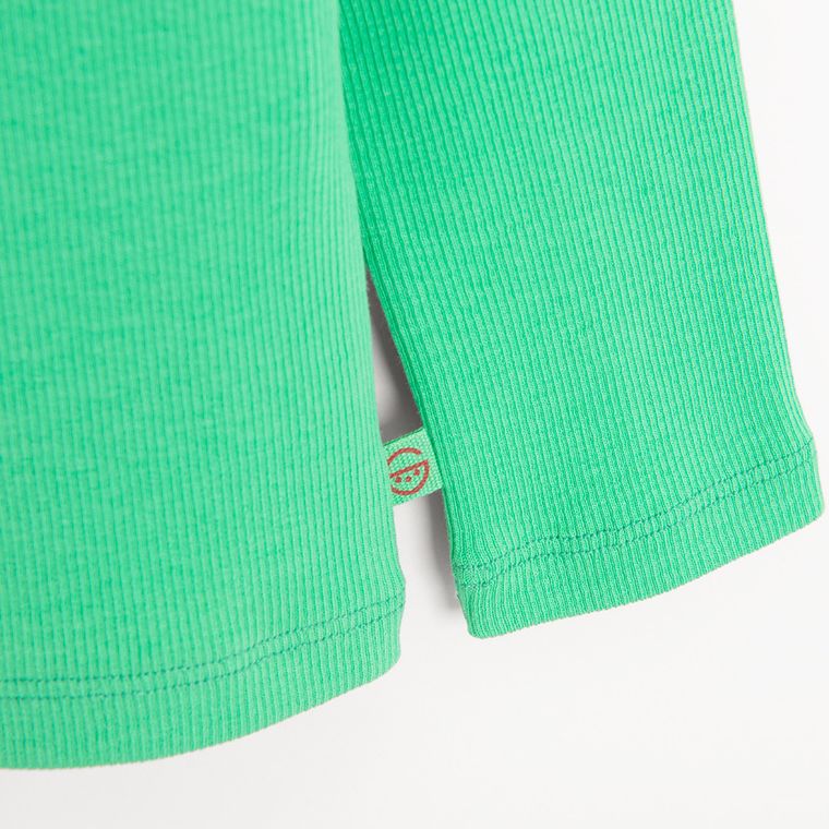 Cool Club, Bluzka dziewczęca z długim rękawem, prążkowana, zielona