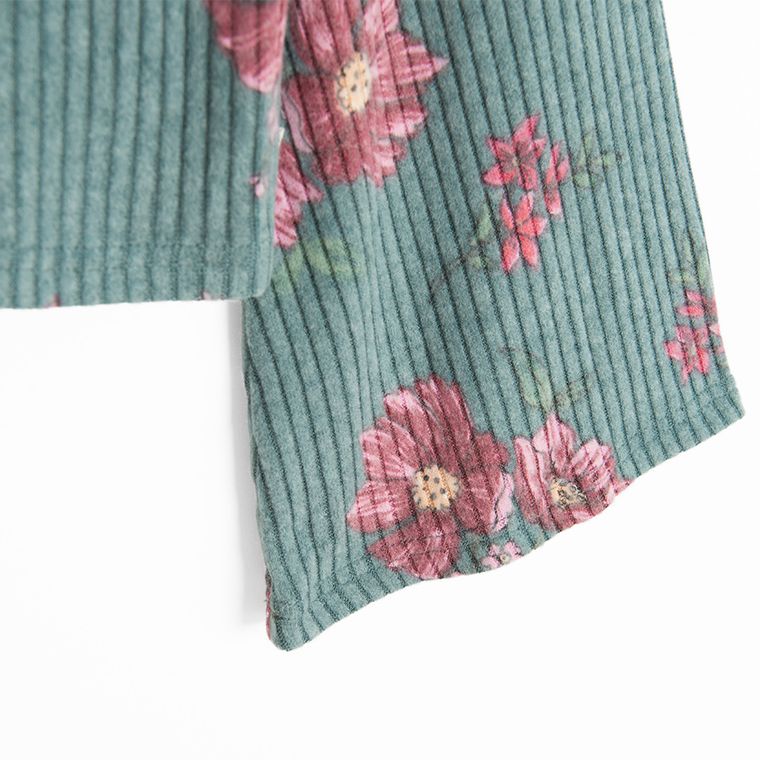 Cool Club, Bluzka dziewczęca z długim rękawem, welurowa, zielona