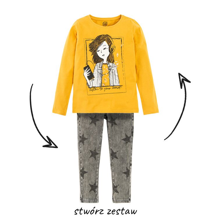 Cool Club, Bluzka dziewczęca z długim rękawem, żółta, Listen to your heart