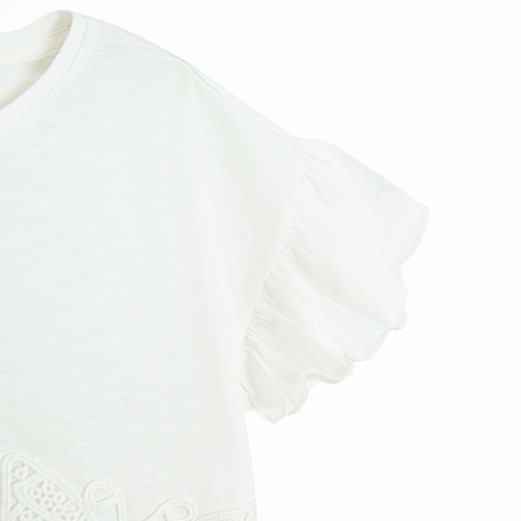 Cool Club, Bluzka dziewczęca z krótkim rękawem, crop top, biała