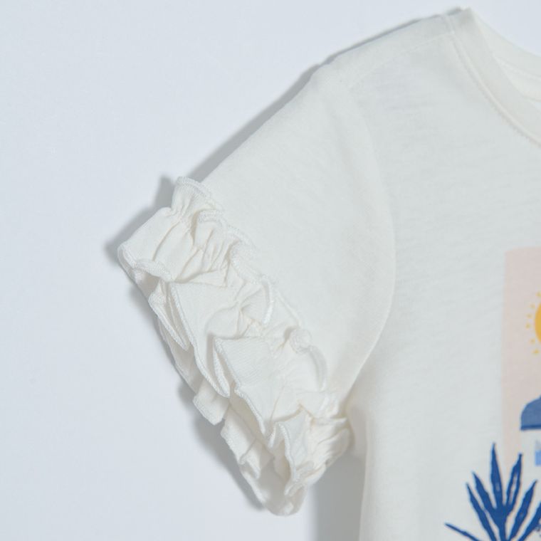 Cool Club, Bluzka dziewczęca z krótkim rękawem, ecru