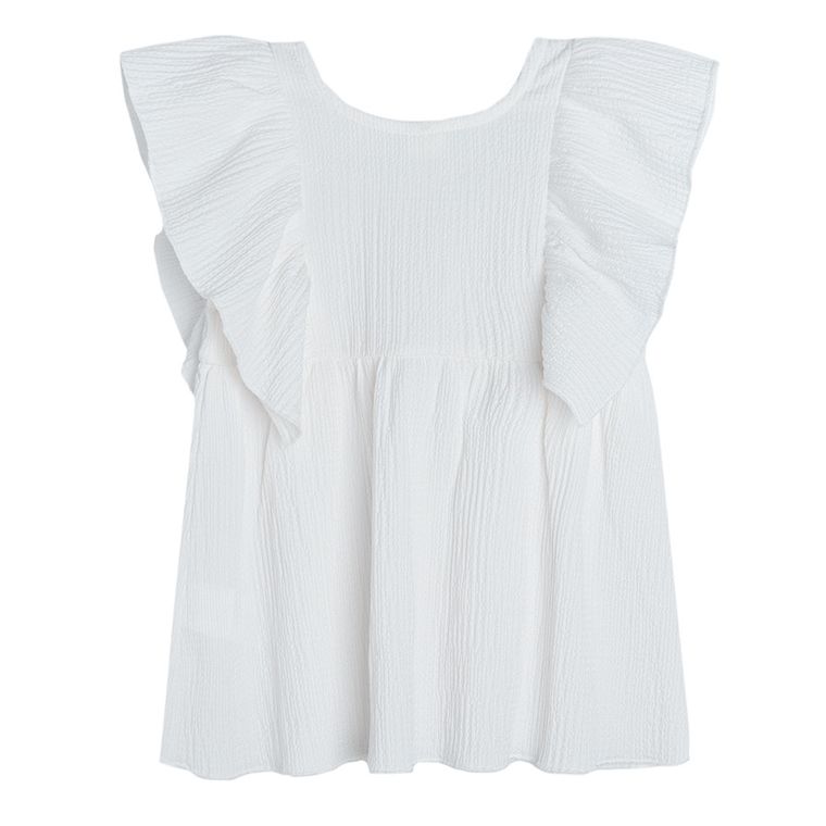 Cool Club, Bluzka dziewczęca z krótkim rękawem, ecru