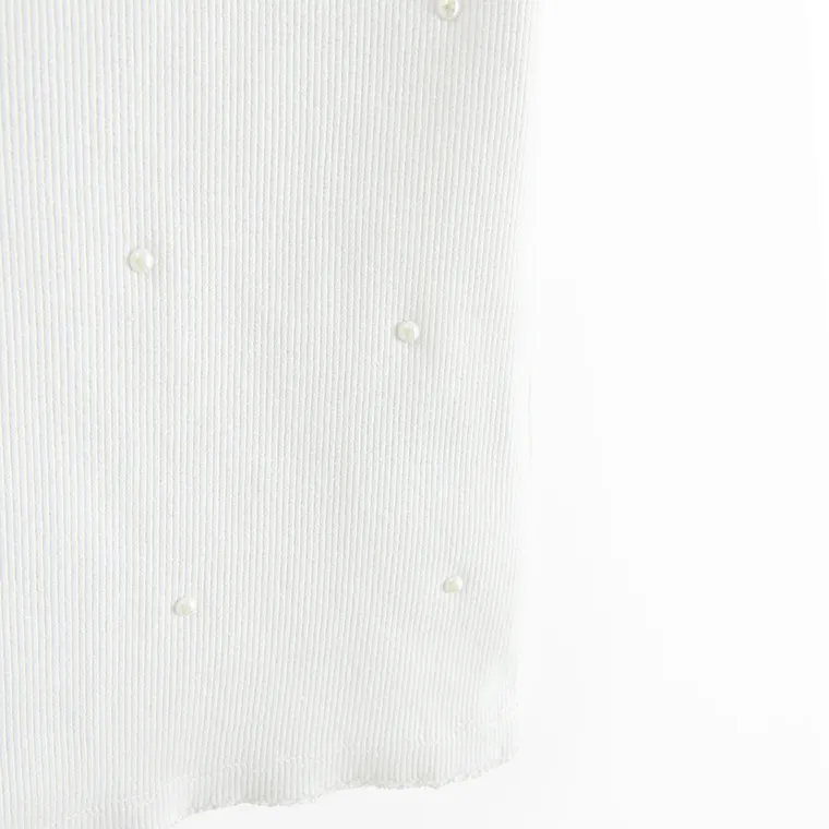 Cool Club, Bluzka dziewczęca z krótkim rękawem, prążkowana, biała