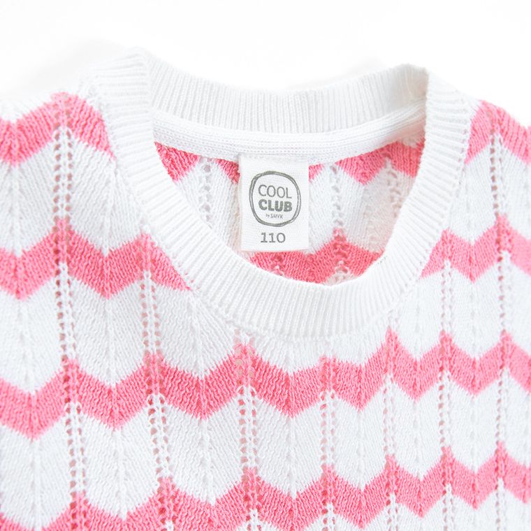 Cool Club, Bluzka dziewczęca z krótkim rękawem, sweterkowa, różowa