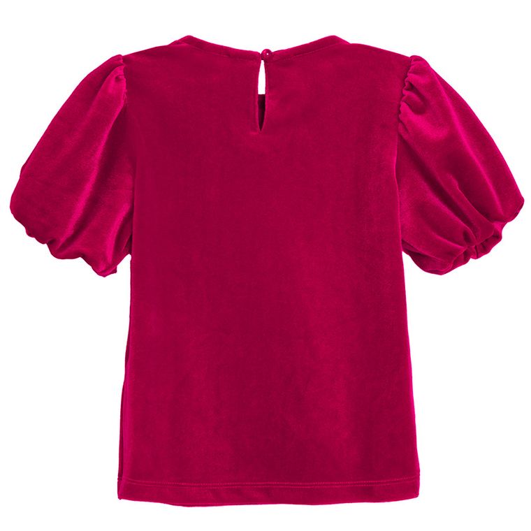 Cool Club, Bluzka dziewczęca z krótkim rękawem, welurowa, czerwona