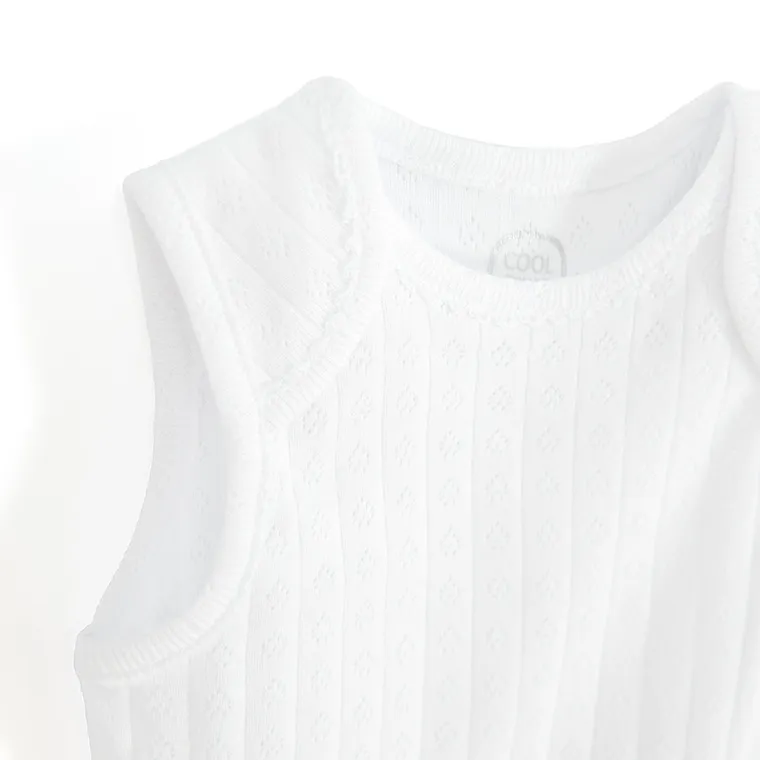 Cool Club, Body dziewczęce bez rękawów, ażurowe, białe, zestaw, 3 szt.