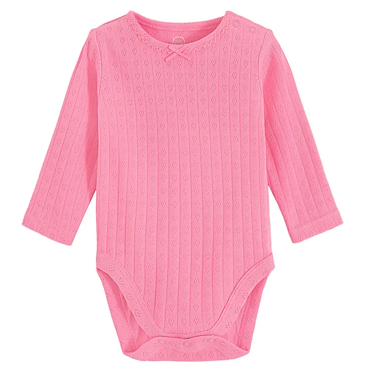 Cool Club, Body dziewczęce z długim rękawem, ażurowe, różowe, białe, zestaw, 3 szt.