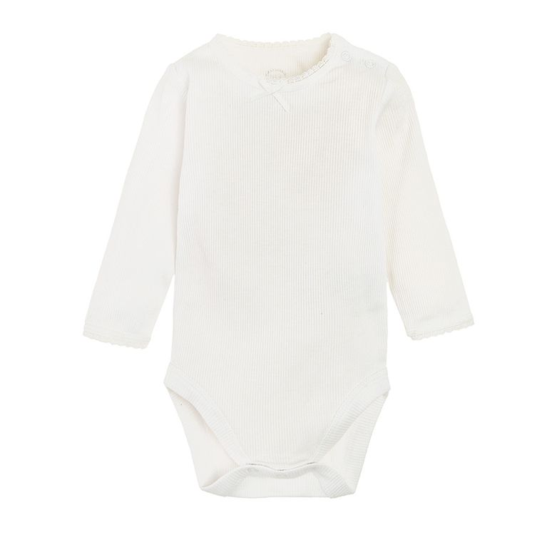 Cool Club, Body dziewczęce z długim rękawem, bawełna organiczna, różowe, białe, zestaw, 2 szt.