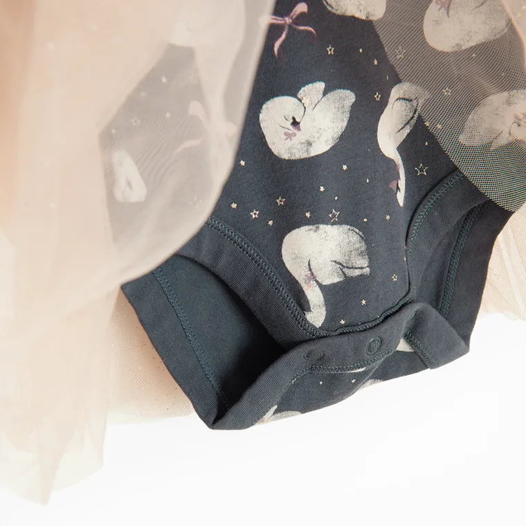 Cool Club, Body dziewczęce z długim rękawem, granatowo-różowe