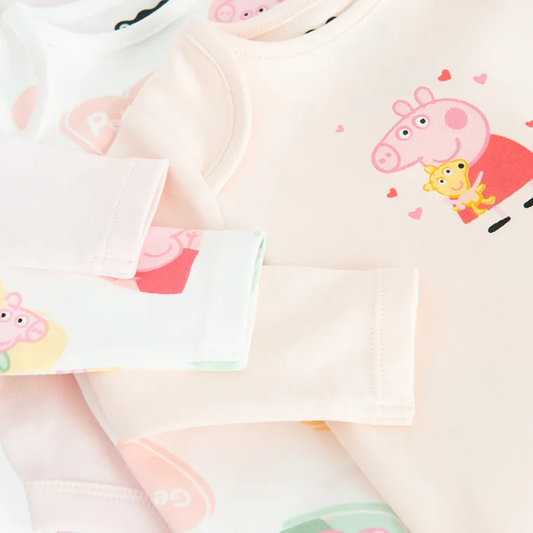 Cool Club, Body dziewczęce z długim rękawem, mix, Świnka Peppa, zestaw, 3 szt.
