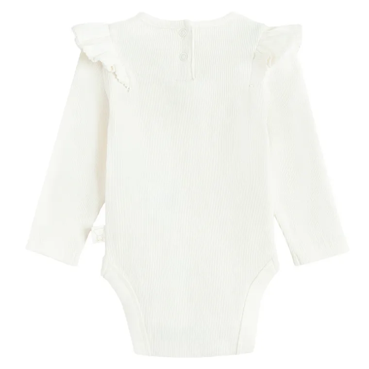 Cool Club, Body dziewczęce z długim rękawem, prążkowane, białe
