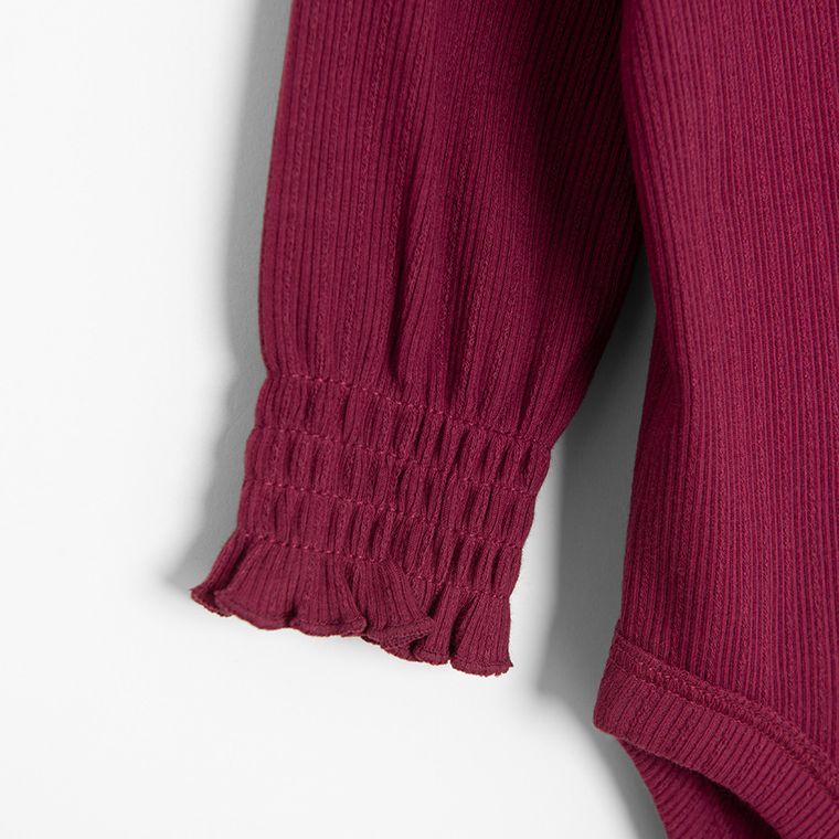 Cool Club, Body dziewczęce z długim rękawem, prążkowane, bordowe