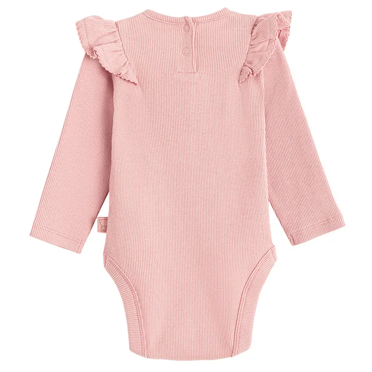 Cool Club, Body dziewczęce z długim rękawem, prążkowane, różowe
