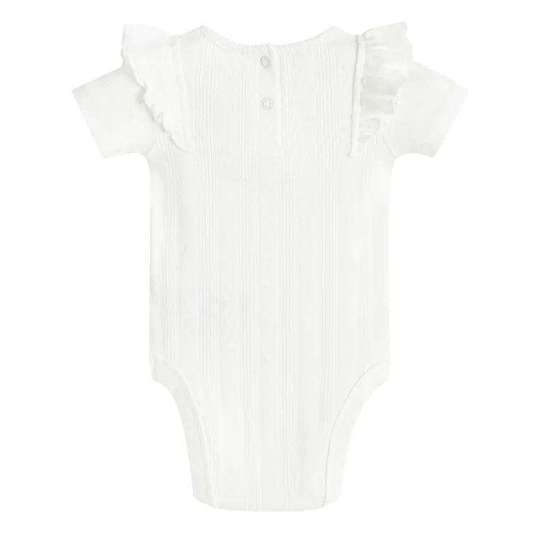 Cool Club, Body dziewczęce z krótkim rękawem, ażurowe, białe