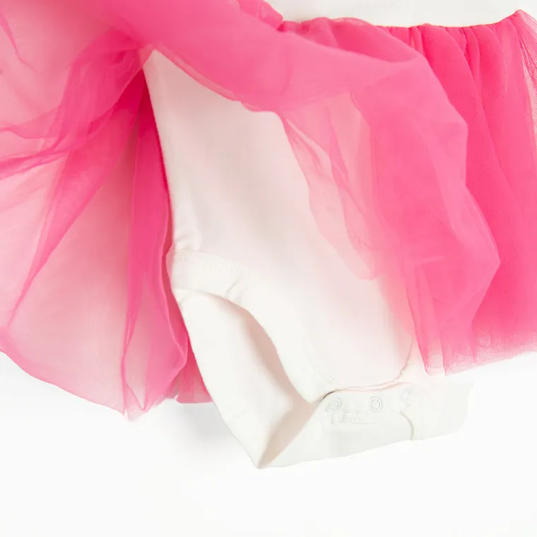 Cool Club, Body dziewczęce z krótkim rękawem, biało-różowe