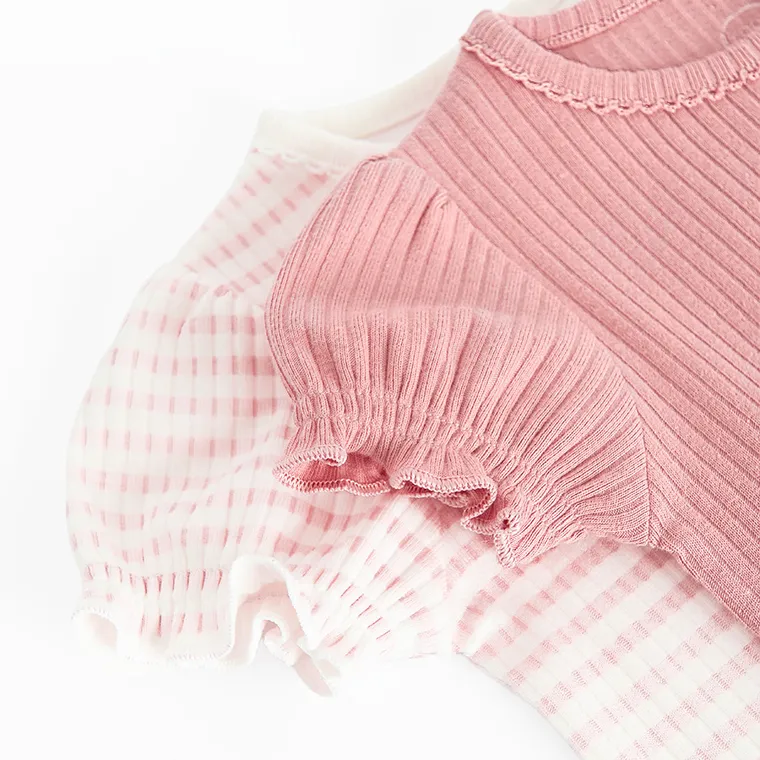 Cool Club, Body dziewczęce z krótkim rękawem, prążkowane, różowe, zestaw, 2 szt.