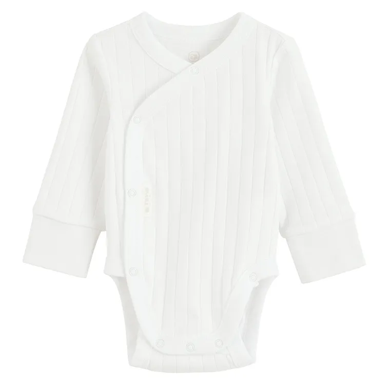 Cool Club, Body niemowlęce z długim rękawem, bawełna organiczna, białe, zestaw, 2 szt.