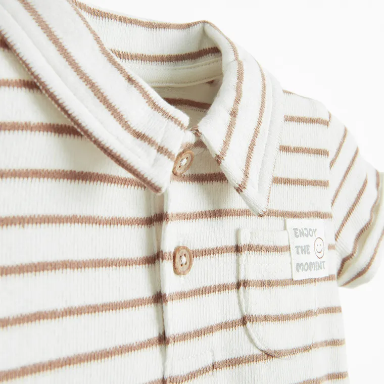 Cool Club, Body polo chłopięce z krótkim rękawem, frotte, beżowe