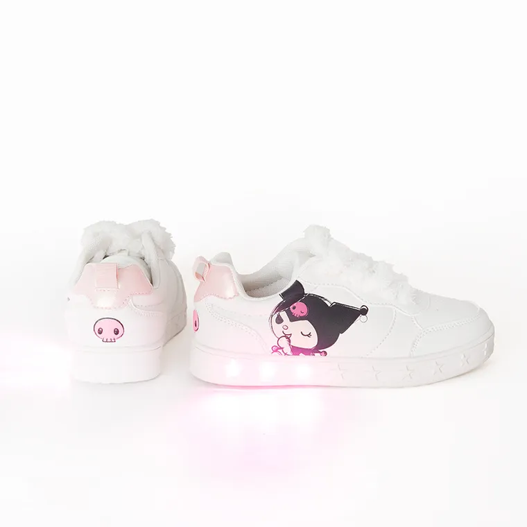 Cool Club, Buty sportowe dziewczęce, białe, świecąca podeszwa, Kuromi