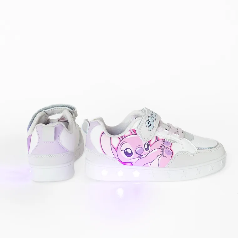 Cool Club, Buty sportowe dziewczęce, białe, świecąca podeszwa, Lilo i Stitch