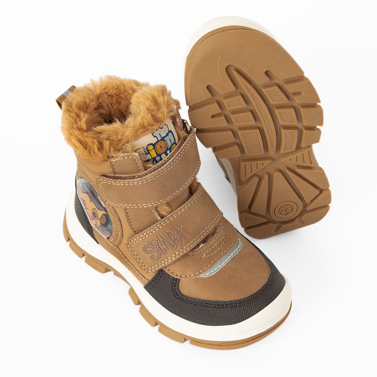 Cool Club, Buty zimowe chłopięce, brązowe, ocieplane, Król Lew