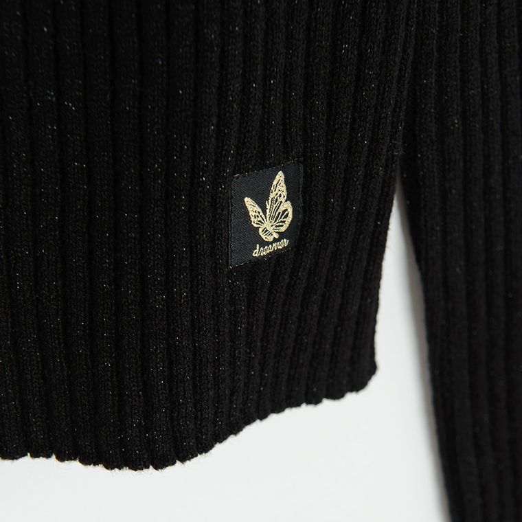 Cool Club, Golf dziewczęcy, prążkowany, czarny