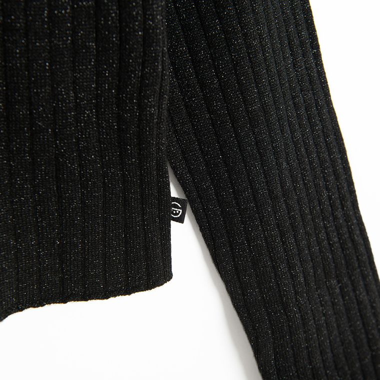 Cool Club, Golf dziewczęcy, prążkowany, czarny