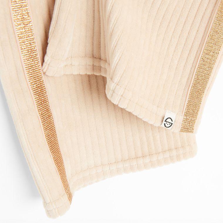 Cool Club, Jegginsy dziewczęce, flare, welurowe, prążkowane, beżowe