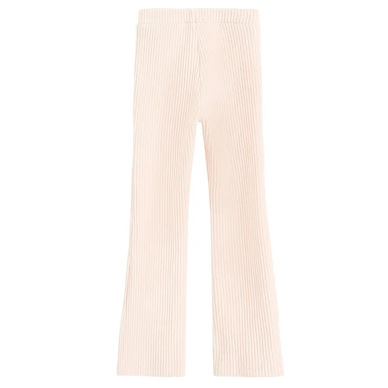 Cool Club, Jegginsy dziewczęce, flare, welurowe, prążkowane, jasnoróżowe