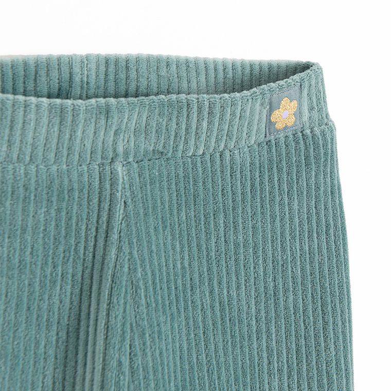 Cool Club, Jegginsy dziewczęce, flare, welurowe, zielone