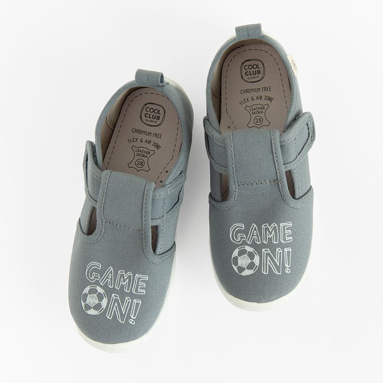 Cool Club, Kapcie chłopięce, szare, skórzana wkładka, Zdrowa Stopa
