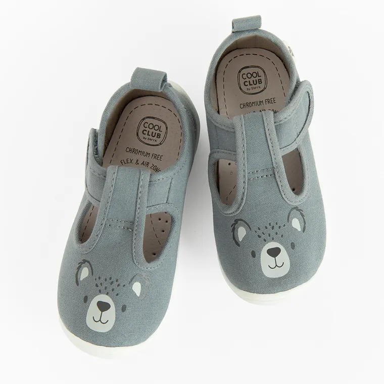 Cool Club, Kapcie dziecięce, szare, skórzana wkładka, Zdrowa Stopa