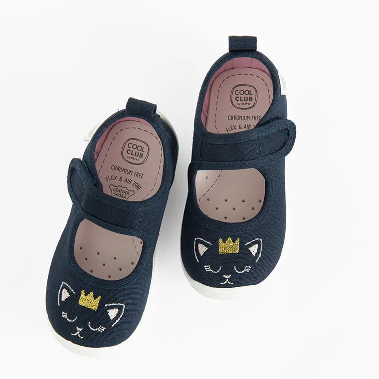 Cool Club, Kapcie dziewczęce, niebieskie. skórzana wkładka, Zdrowa Stopa