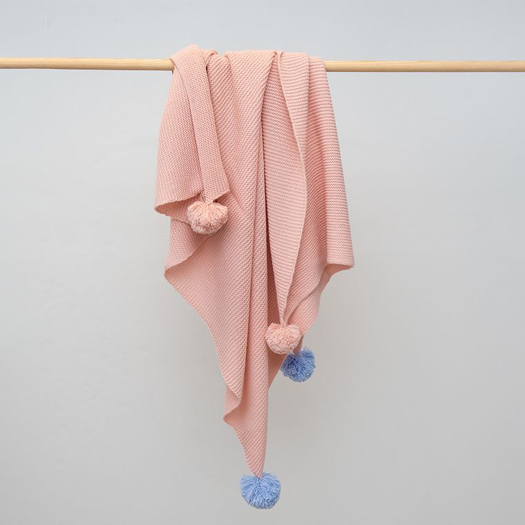 Cool Club, Kocyk dziewczęcy z pomponami, różowy, 100-100 cm