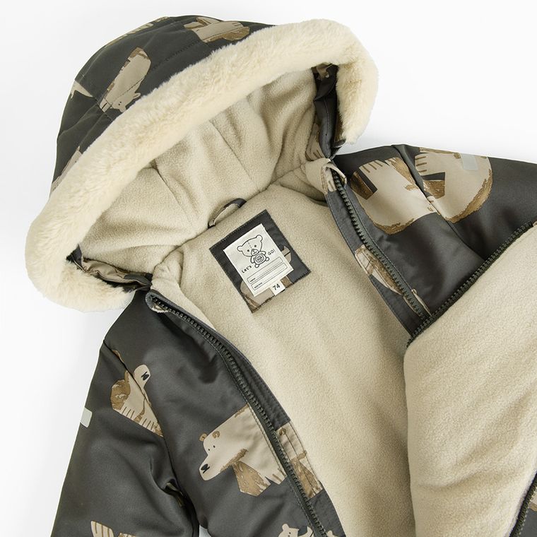 Cool Club, Kombinezon chłopięcy z kapturem, ocieplany, szary