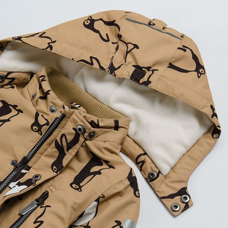 Cool Club, Kombinezon dziecięcy z kapturem, jasnobrązowy, wypełnienie PrimaLoft