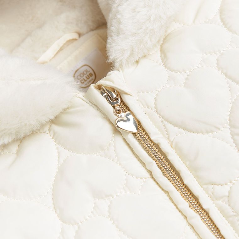 Cool Club, Kombinezon dziewczęcy z kapturem, ecru