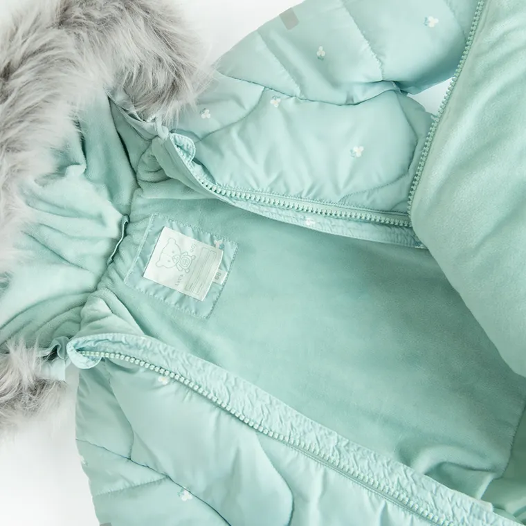 Cool Club, Kombinezon dziewczęcy z kapturem, ocieplany, miętowy