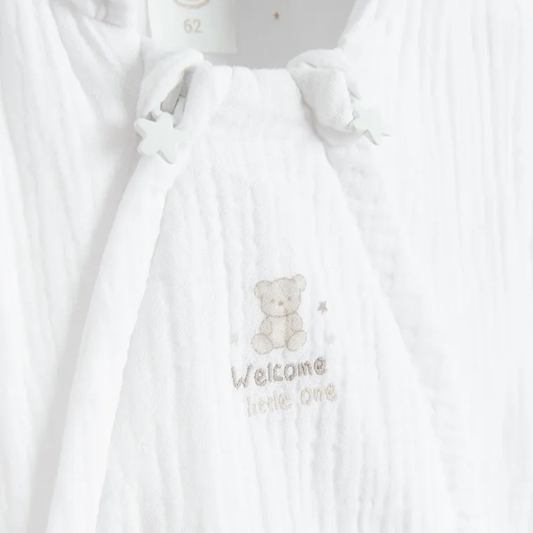 Cool Club, Kombinezon przejściowy niemowlęcy z kapturem, muślinowy, biały